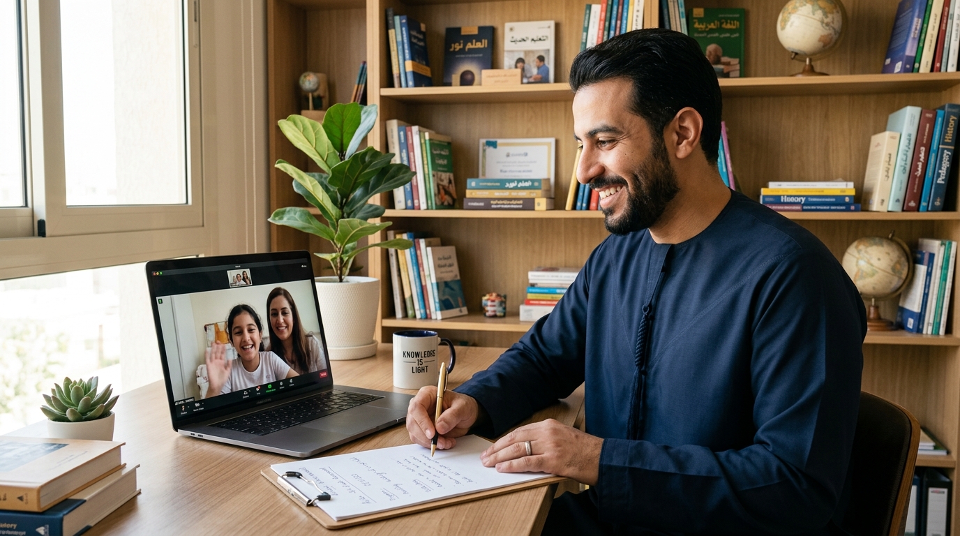 Teacher conducting an online assessment with a learner via video call